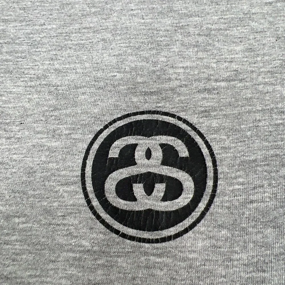 Stussy Double S Grey Mens Large Short Sleeve Shirt